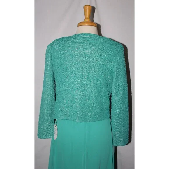 Fanny #1520 Floor Length Stretch Chiffon Gown With Jacket-Size XL-JADE-NEW - Picture 5 of 7